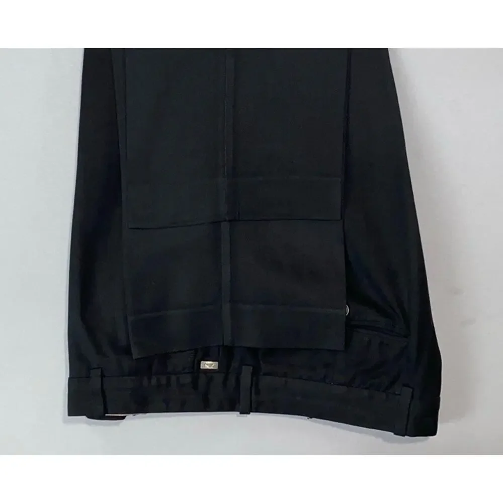 Tommy Bahama Flat Front Silk/Cotton Chino Pants. Black, Metal Logo. Men's 36X32.